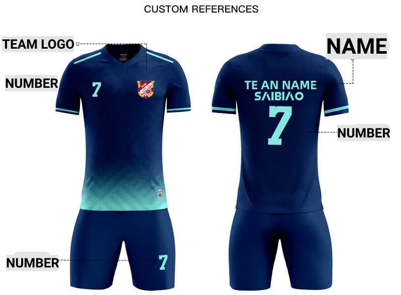 Customized Logo Aqua Blue Soccer Jersey Training Suits