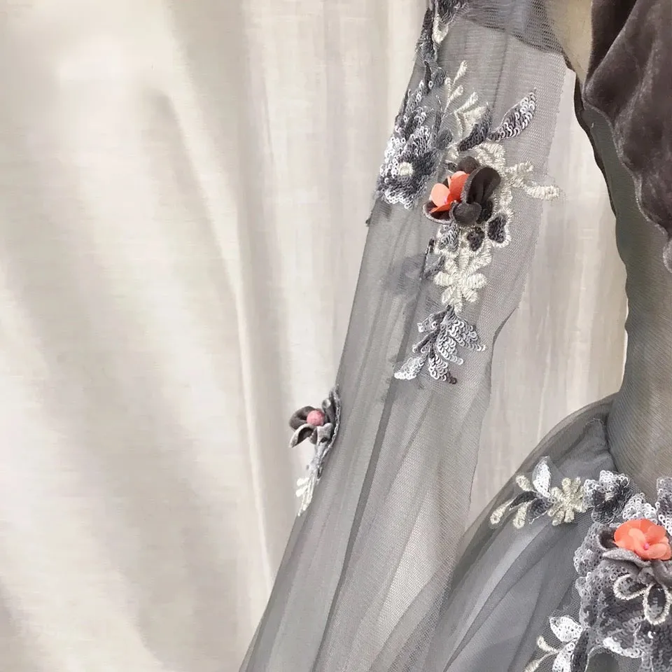 Dark Grey 18th Century Inspired Rococo Gown