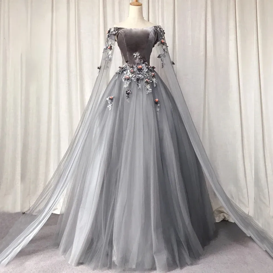 Dark Grey 18th Century Inspired Rococo Gown