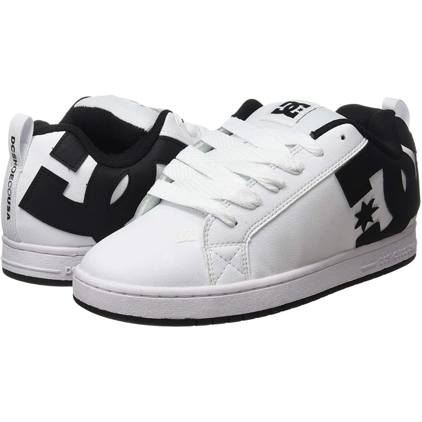 DC Court Graffik White Black Mens Leather Skate Trainers