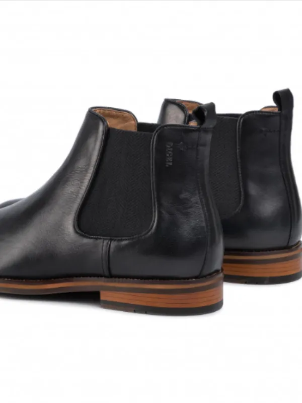Digel Black Leather Chelsea Boots