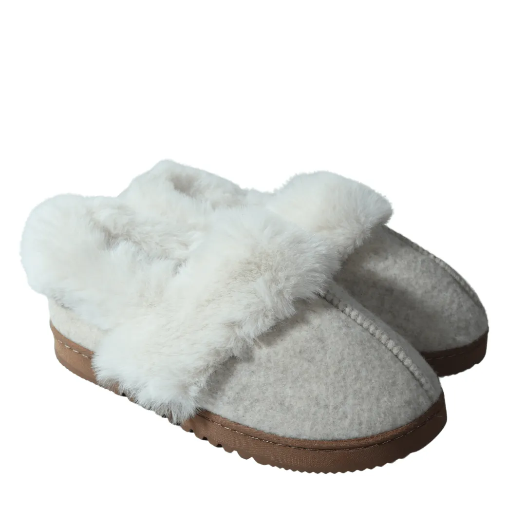 DLUXE - Felted And Plaid Moc Toe Slipper