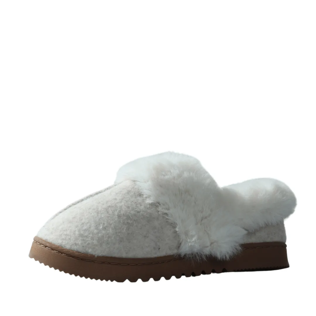 DLUXE - Felted And Plaid Moc Toe Slipper