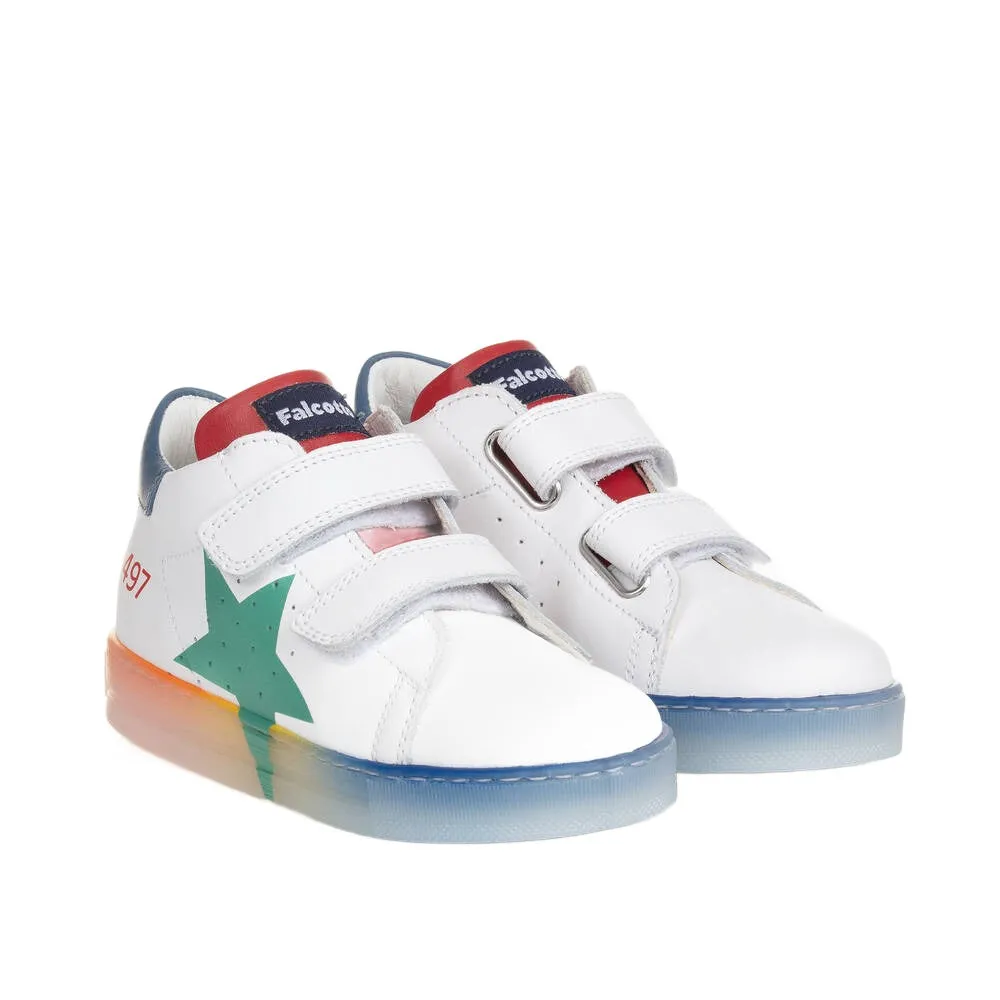Falcotto Boy's White Leather Star Trainers