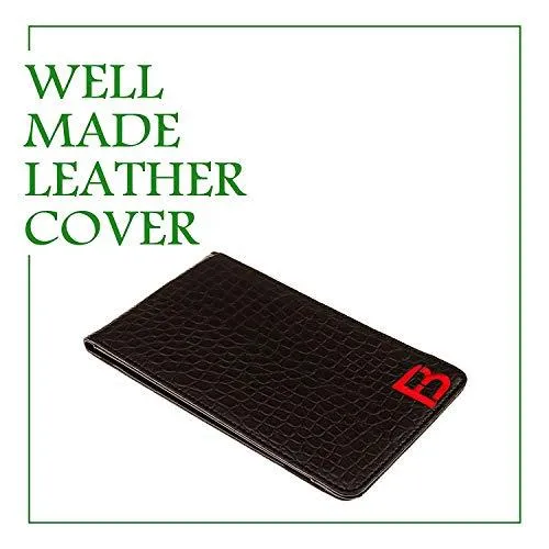 Fuzzy Bunkers Quality Leather Golf Scorecard Holder - Yardage Book Cover Plus Free Golf Pencil and Downloadable PDF Stat Tracker Sheet