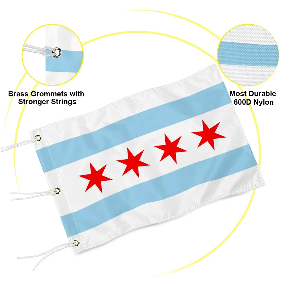 Fyon Chicago Illinois Golf Pin Flag PGA Flag Banner Grommets
