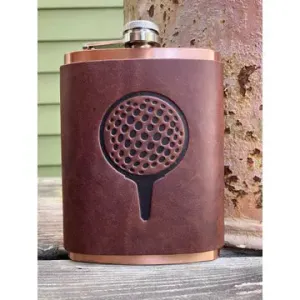 Golf Ball Leather Wrapped Flasks [2 Colors]