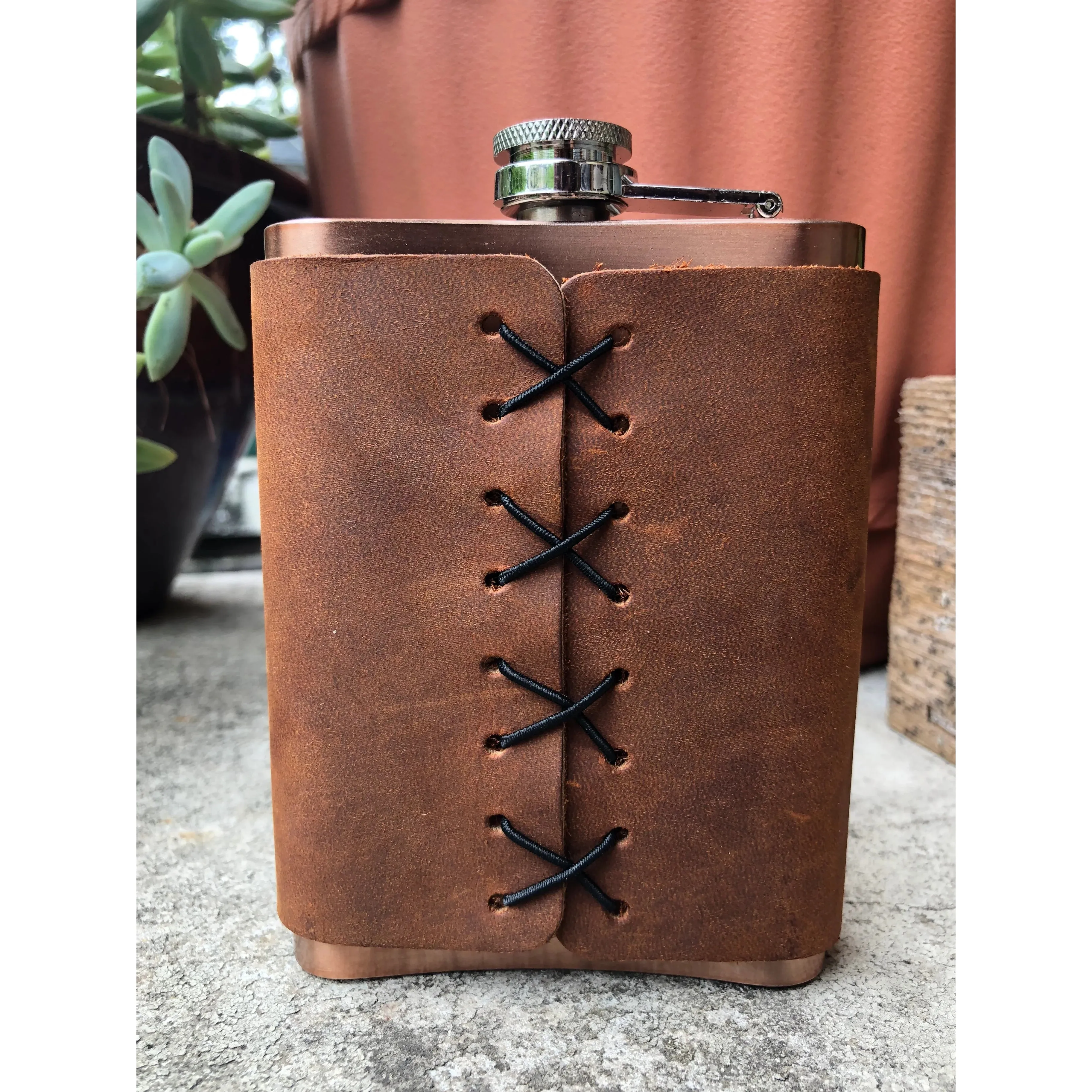 Golf Ball Leather Wrapped Flasks [2 Colors]