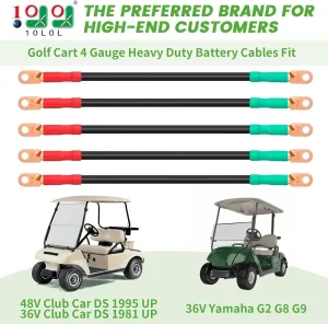 Golf Cart Battery Cable Kit with Battery Strap For Club Car DS & Yamaha G2 G8 G9 - 10L0L