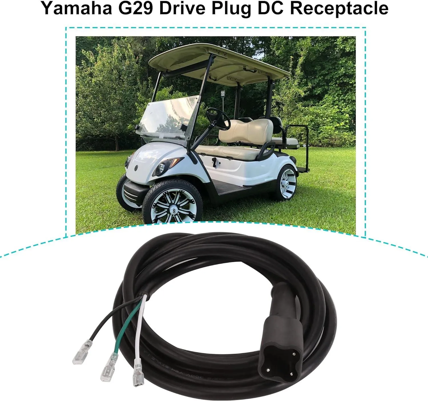 Golf Cart DC Charger Power Outlet for Yamaha G29 Drive with 10ft Power Cord - 10L0L