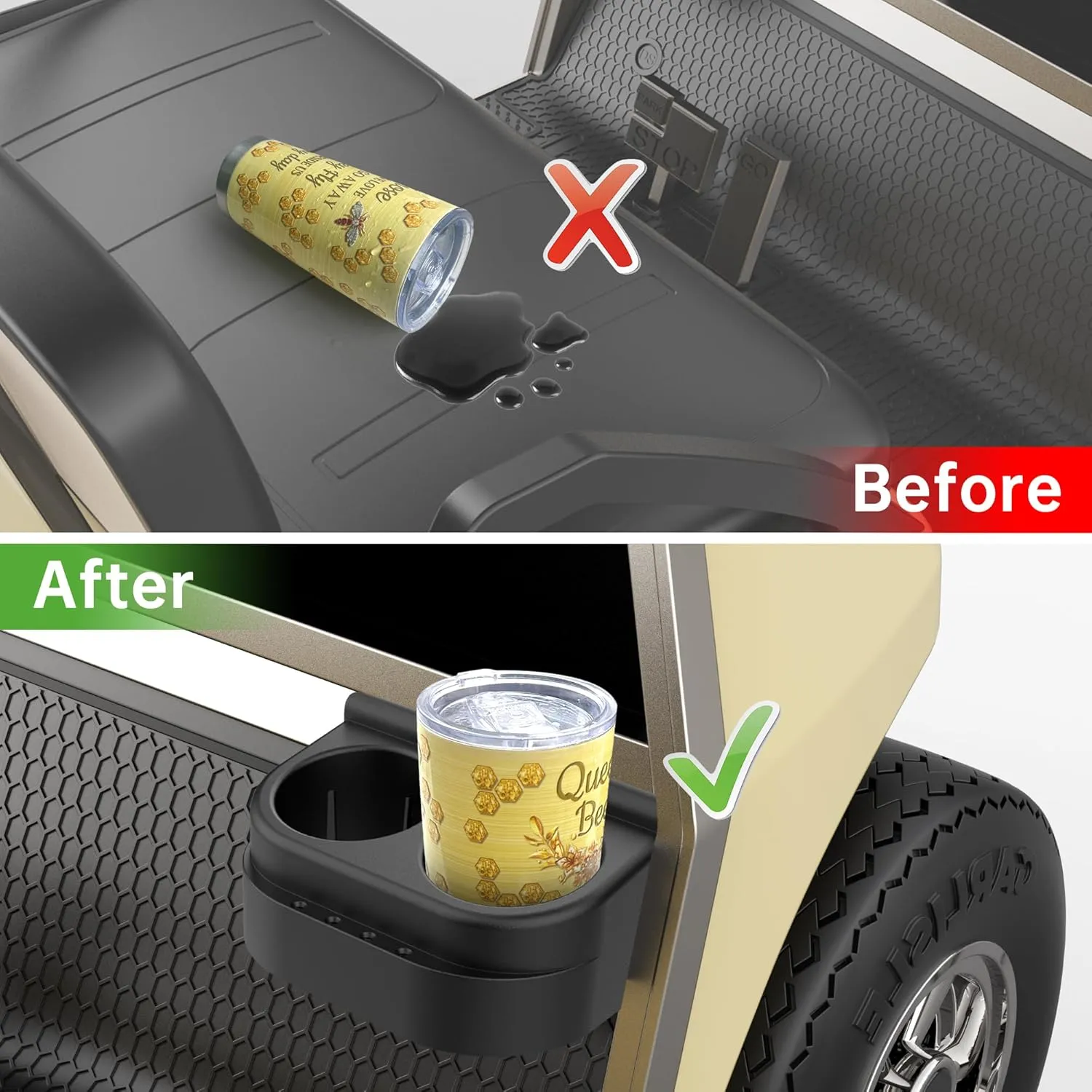 Golf Cart Dual Cup Holder for Club Car DS 1993-Up Gas & Electric - 10L0L