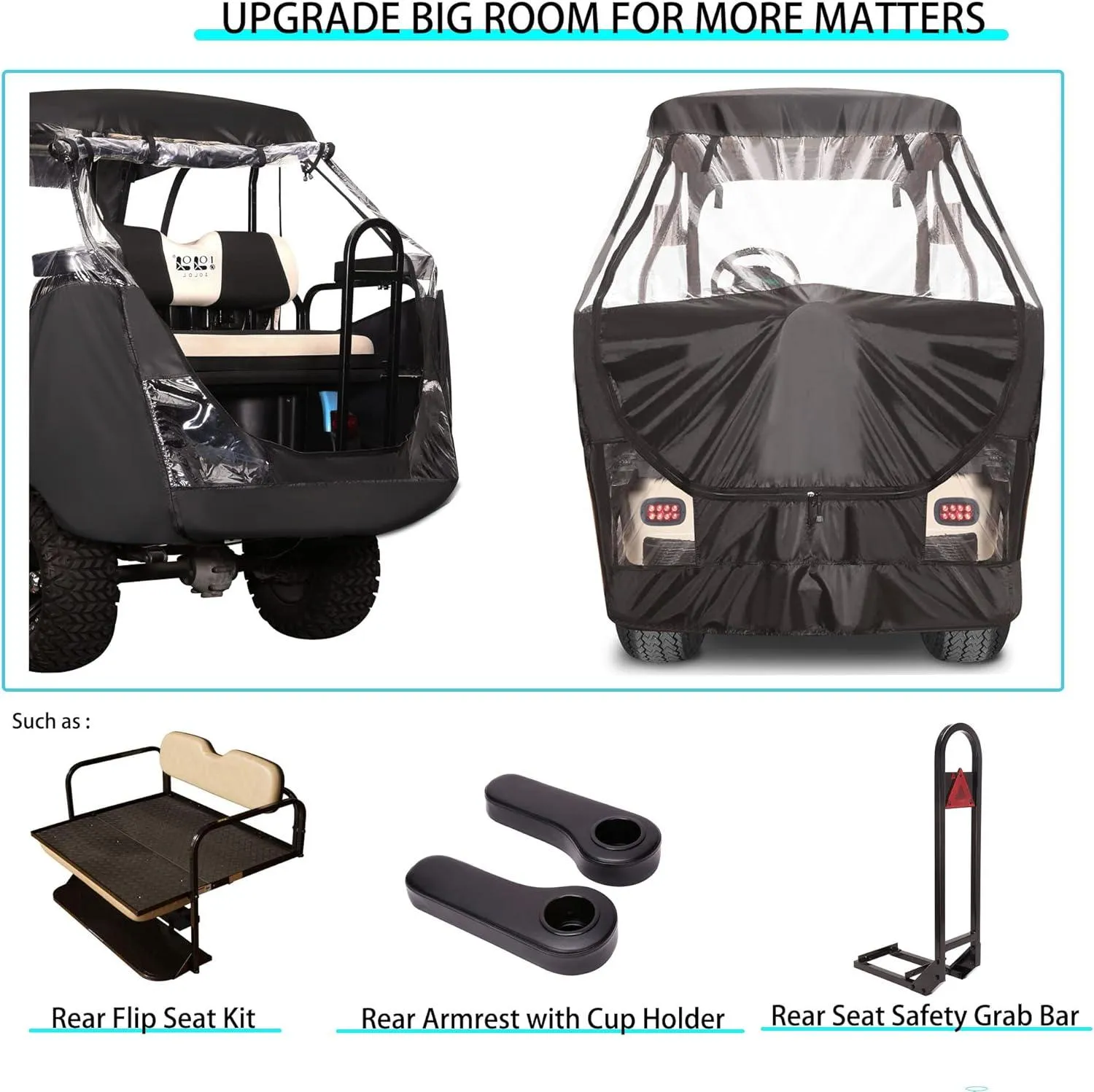 Golf Cart Enclosures Waterproof Driving Cover for 4 Passenger Club Car DS - 10L0L