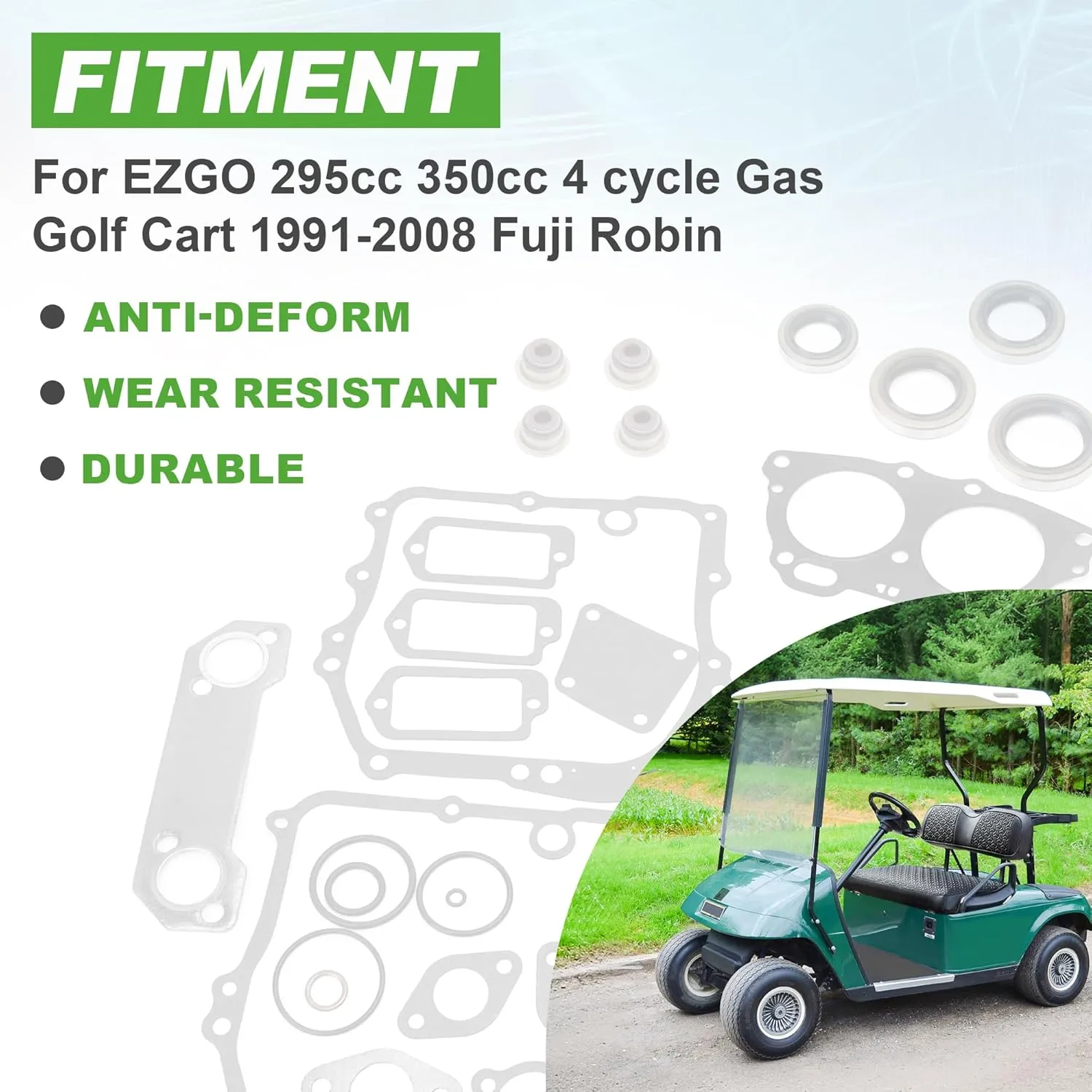 Golf Cart Gasket Seal Rebuild Kit for EZGO 295cc 350cc 4 Cycle Gas 1991-2008 - 10L0L