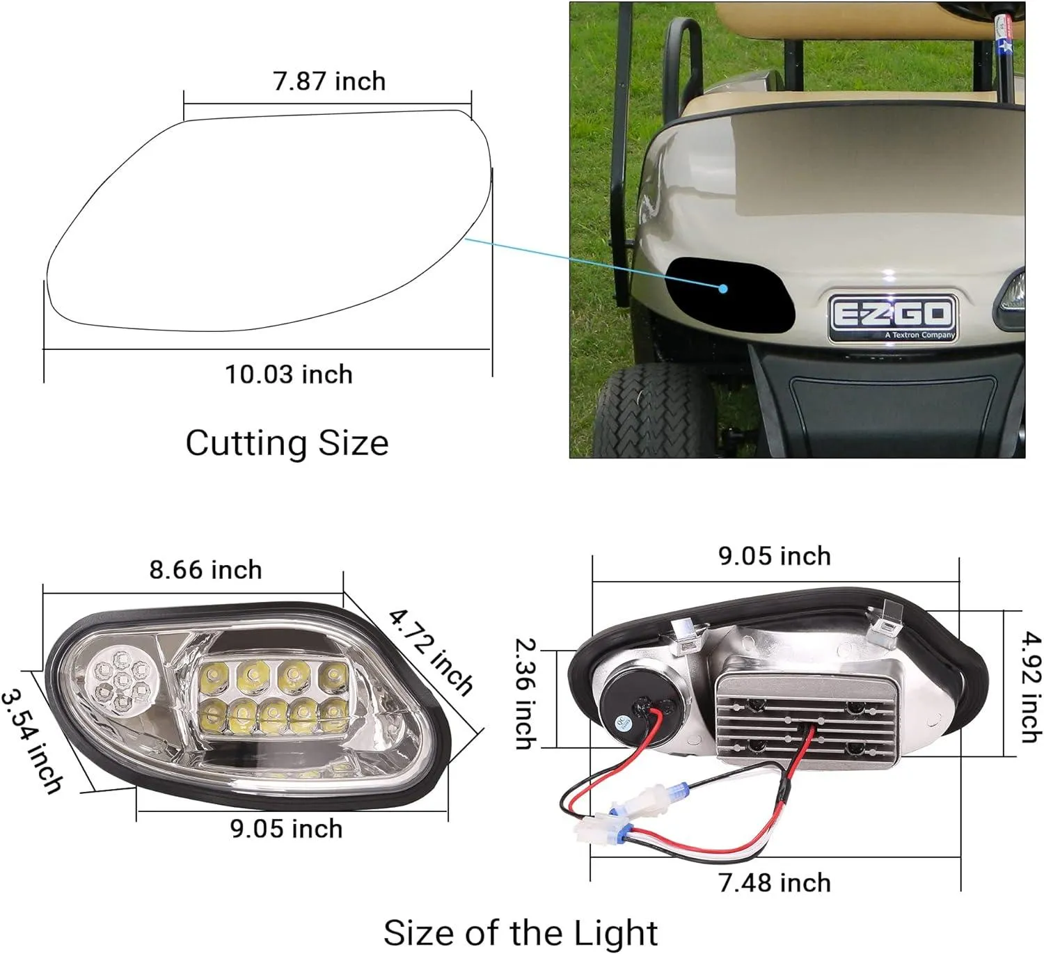 Golf Cart Headlight Taillight Kit for EZGO TXT/T48 2014-Up - 10L0L