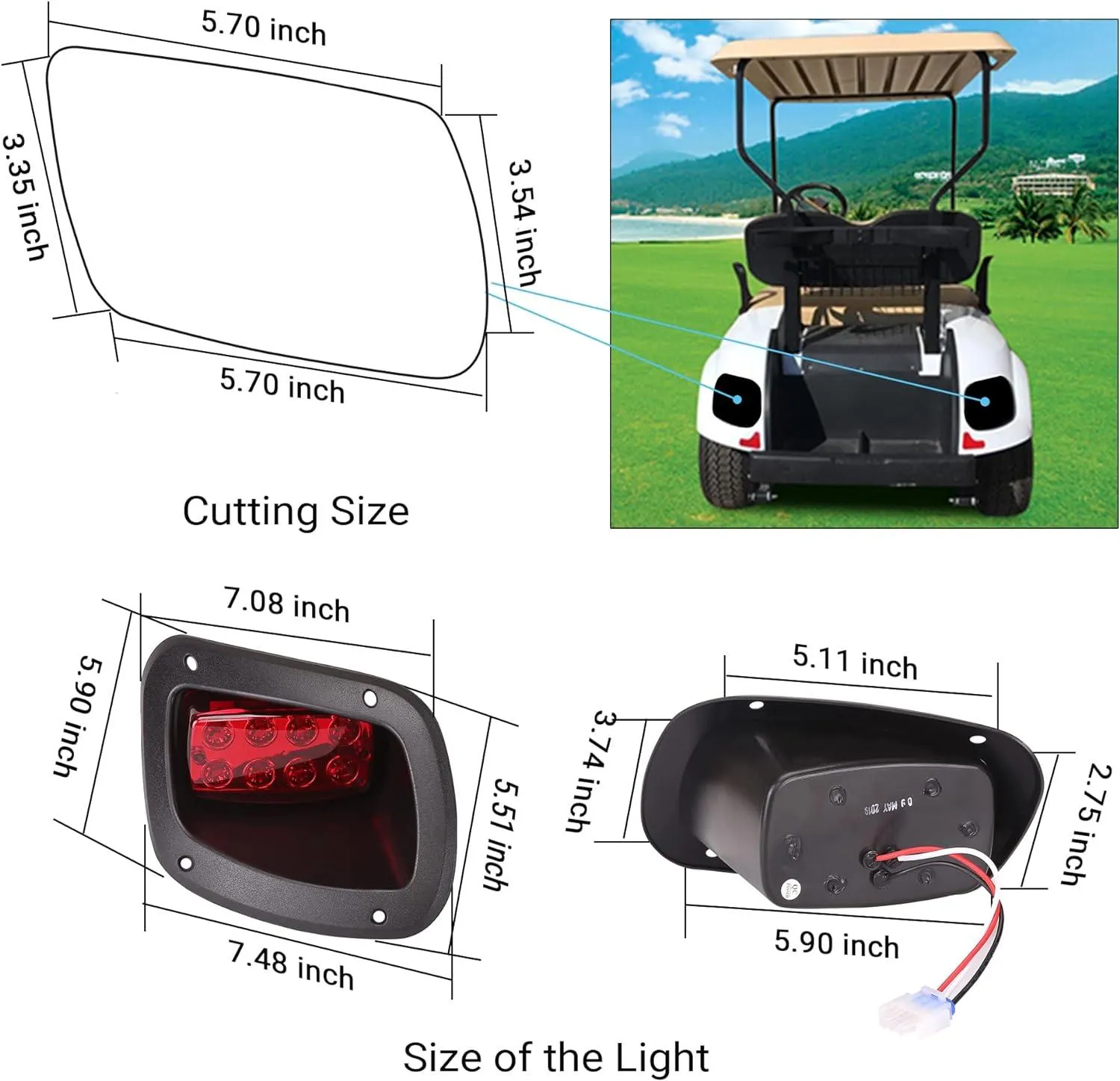 Golf Cart Headlight Taillight Kit for EZGO TXT/T48 2014-Up - 10L0L