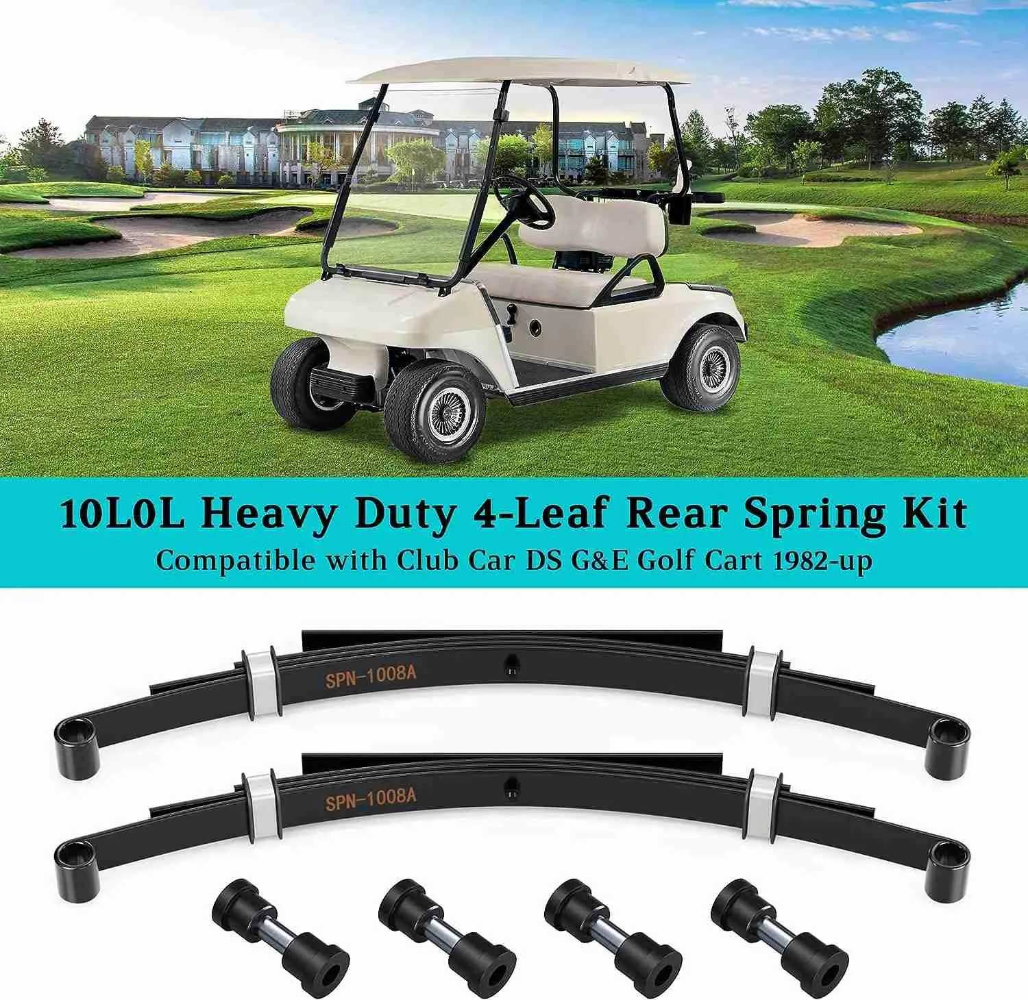 Golf Cart Rear Heavy Duty 4-Leaf Springs Kit For Club Car DS - 10L0L