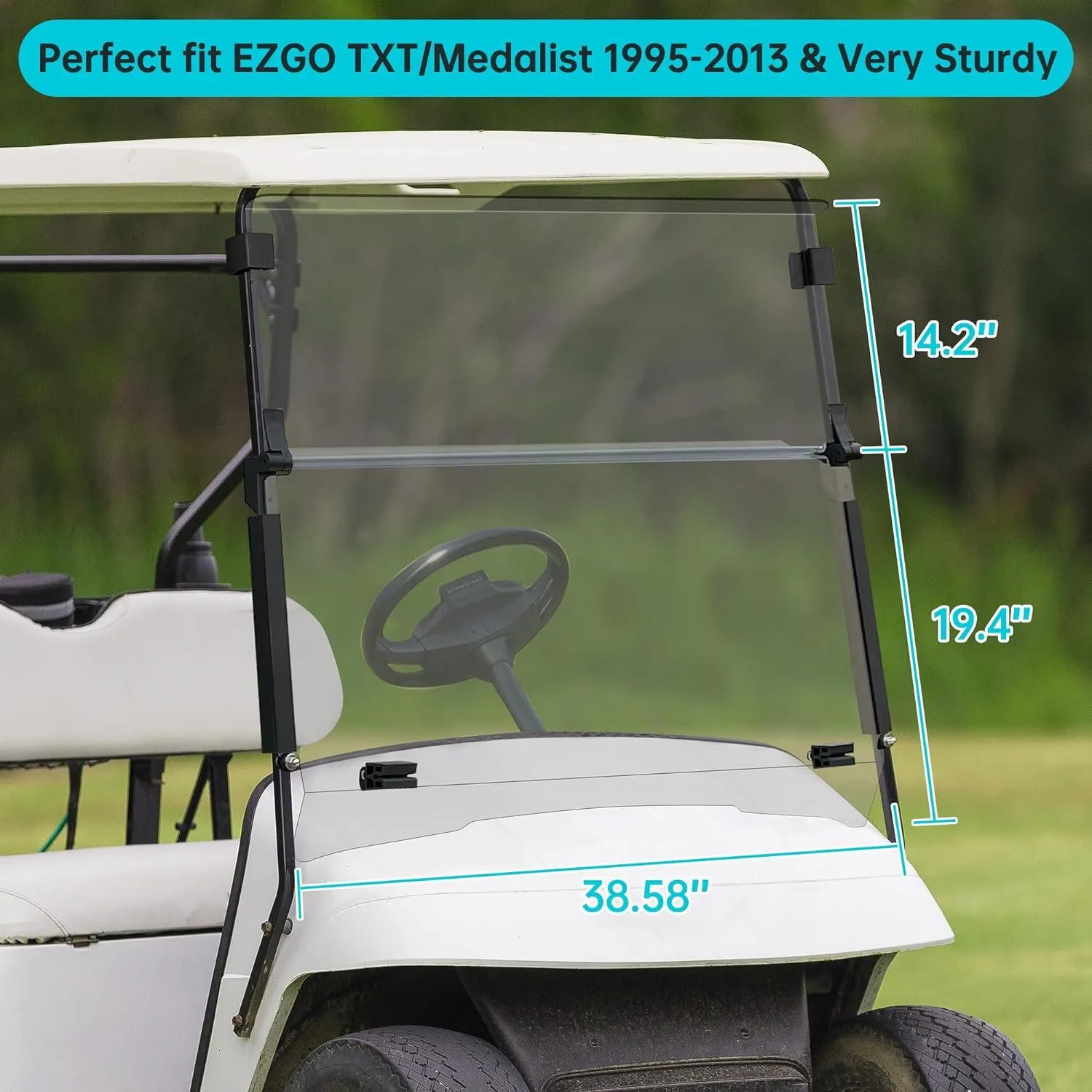 Golf Cart Windshield for EZGO TXT 1995-2003  Transparent Foldable - 10L0L