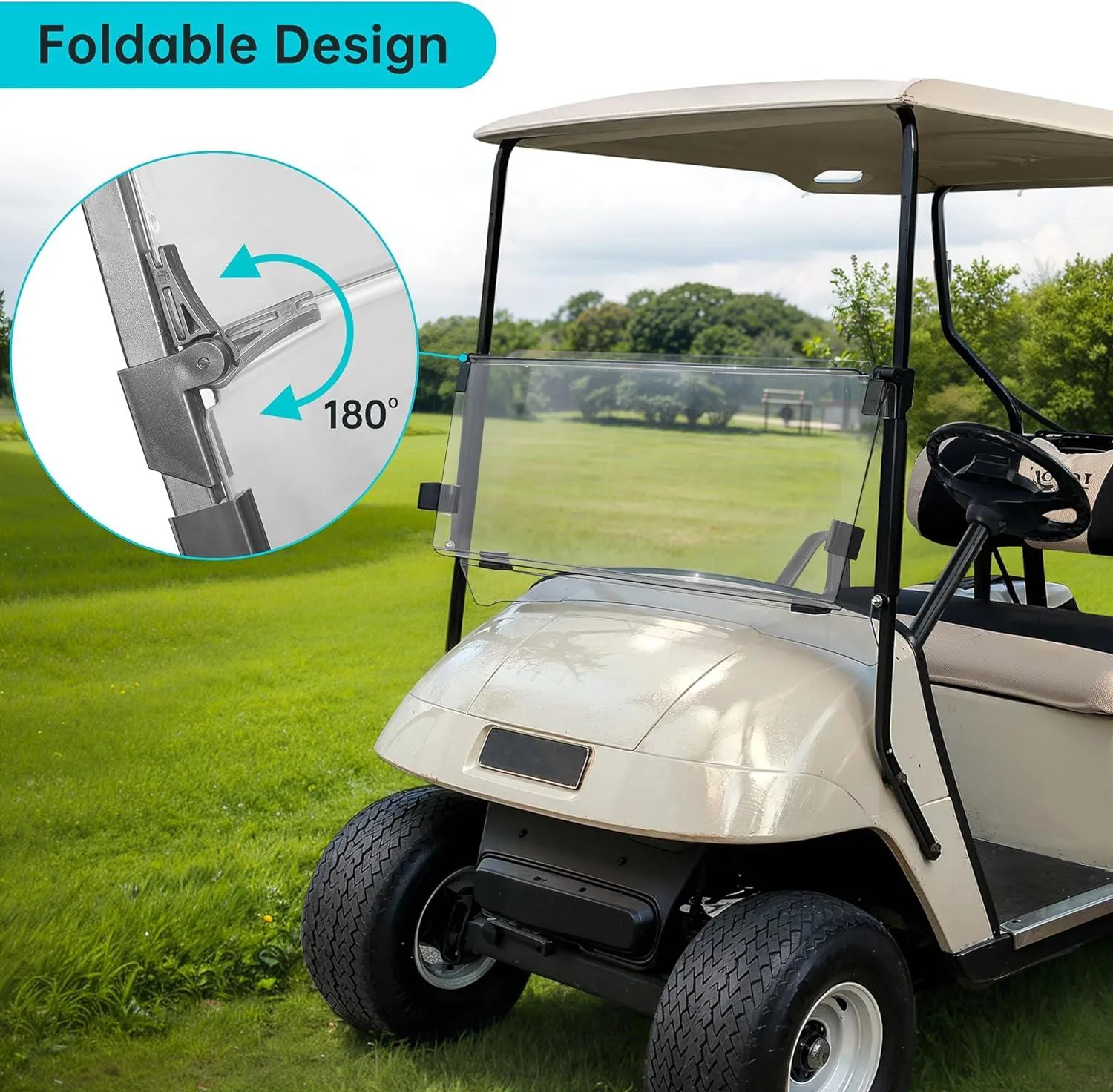 Golf Cart Windshield for EZGO TXT 1995-2003  Transparent Foldable - 10L0L