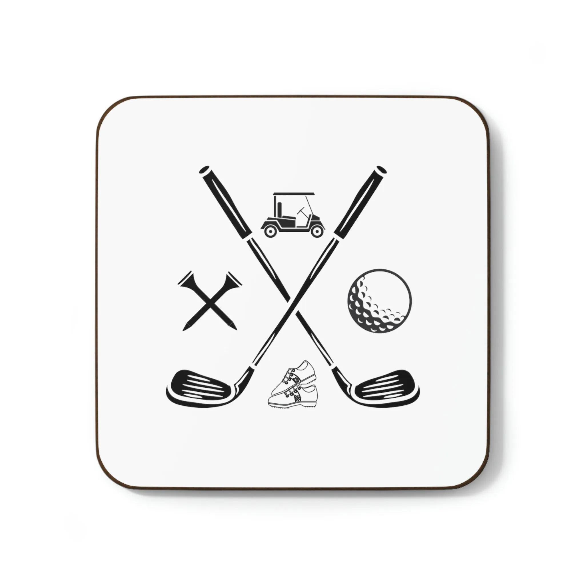Golf Clubs Golf Ball Golf Tees Golf Cart Golf Shoes Hardboard Back Coaster