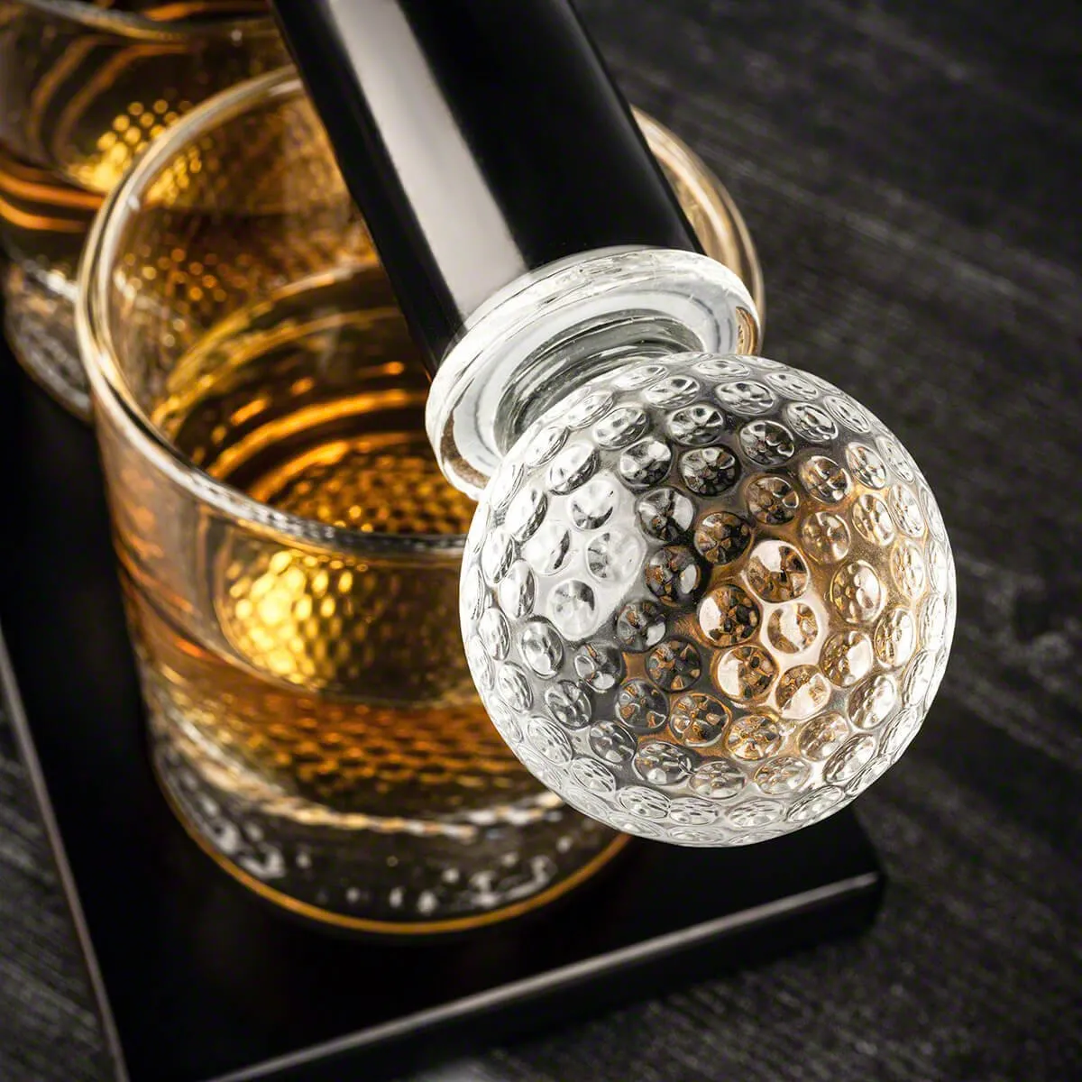 Golf Decanter and 4 Whiskey Glasses