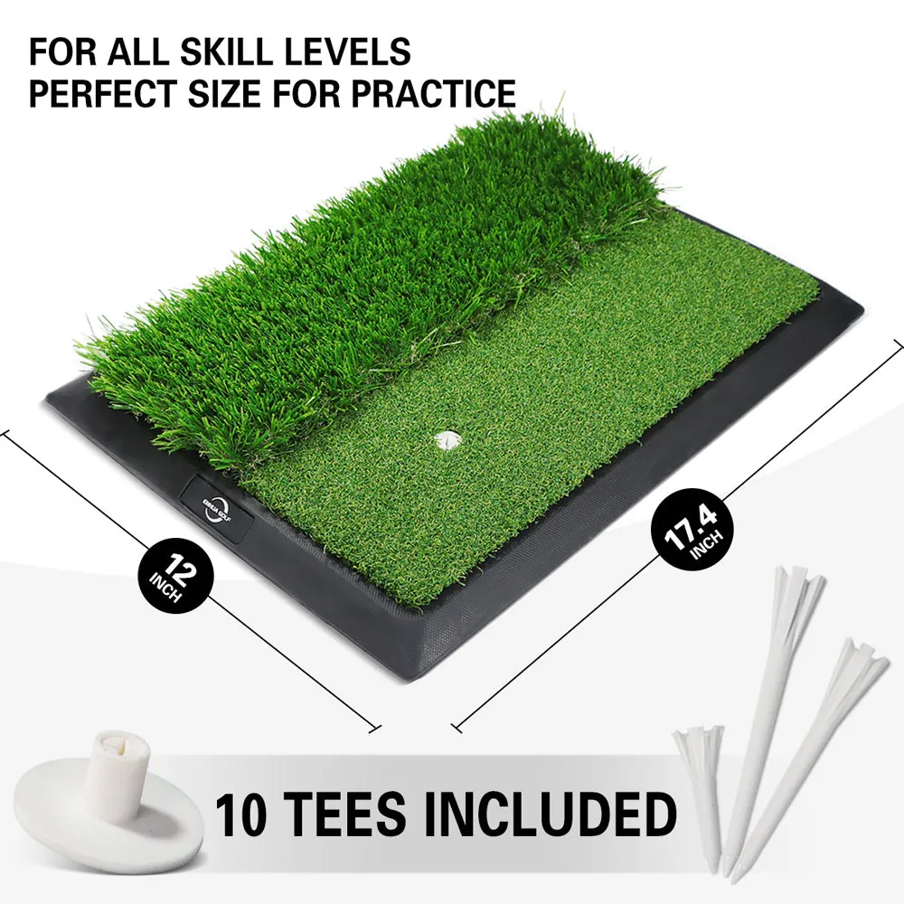Golf Hitting Mat, Artificial Turf Golf Swing Mat 2-in-1