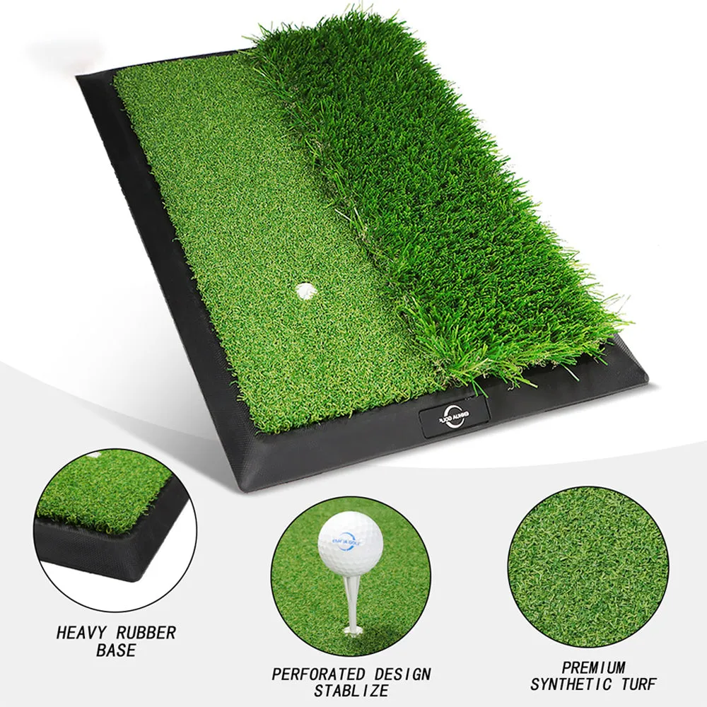 Golf Hitting Mat, Artificial Turf Golf Swing Mat 2-in-1
