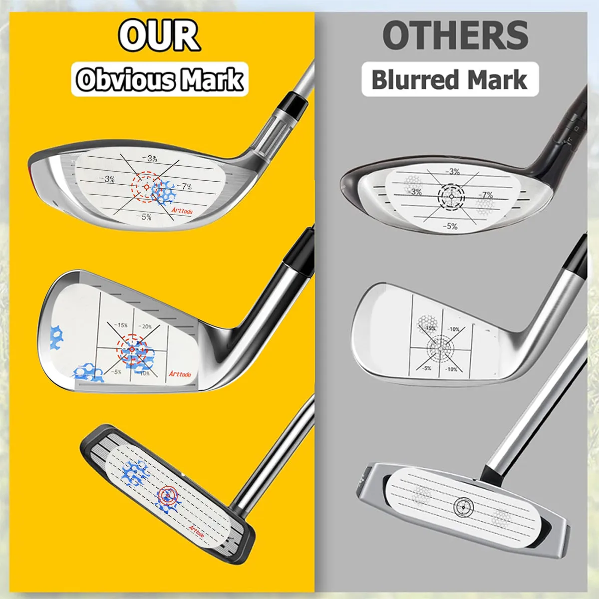 Golf Impact Tape Woods, Irons, Putter 3 in 1, Driver Chipping Putting Training Aids