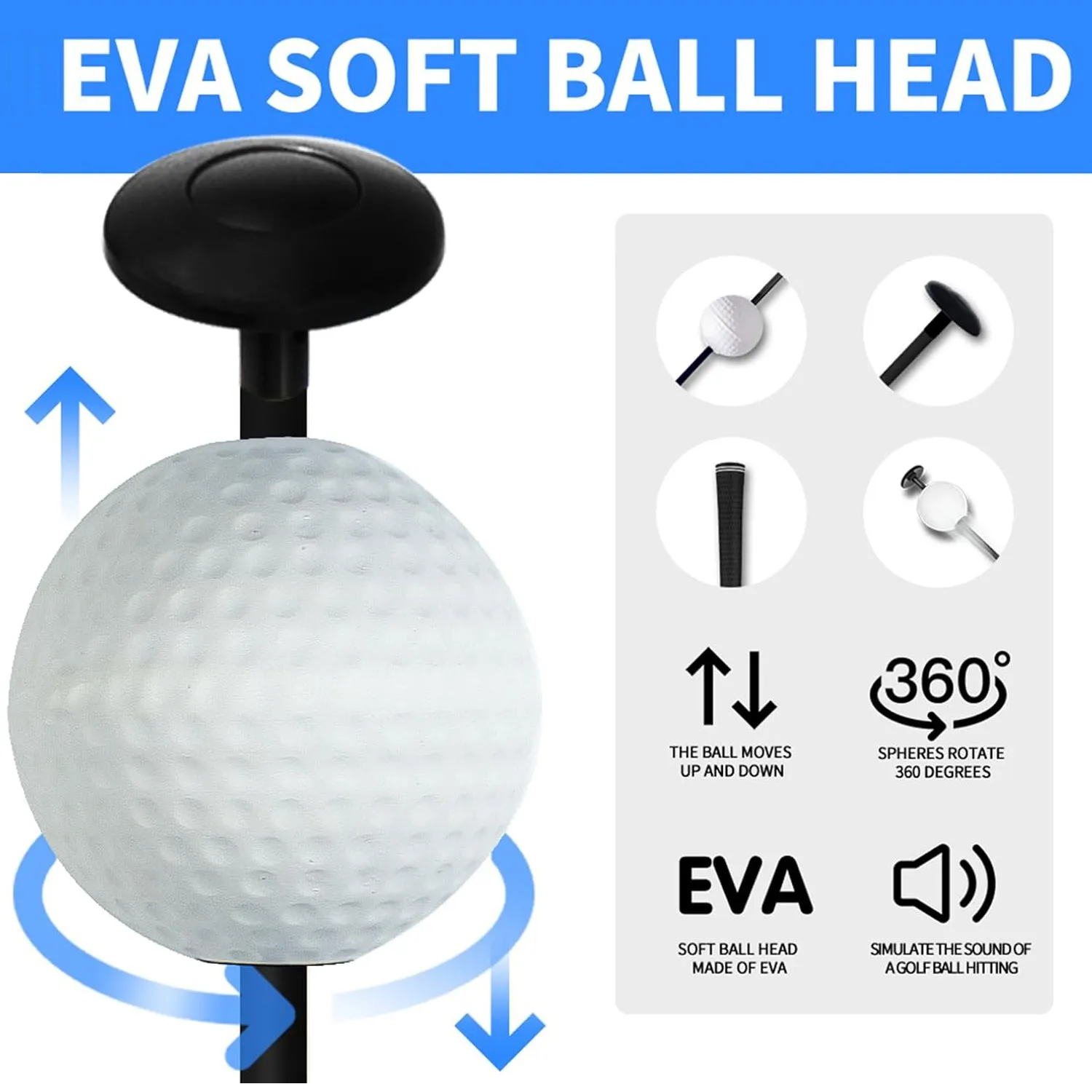 Golf Improve Swing Speed and Tempo Trainer Wand with Magnetic Ball