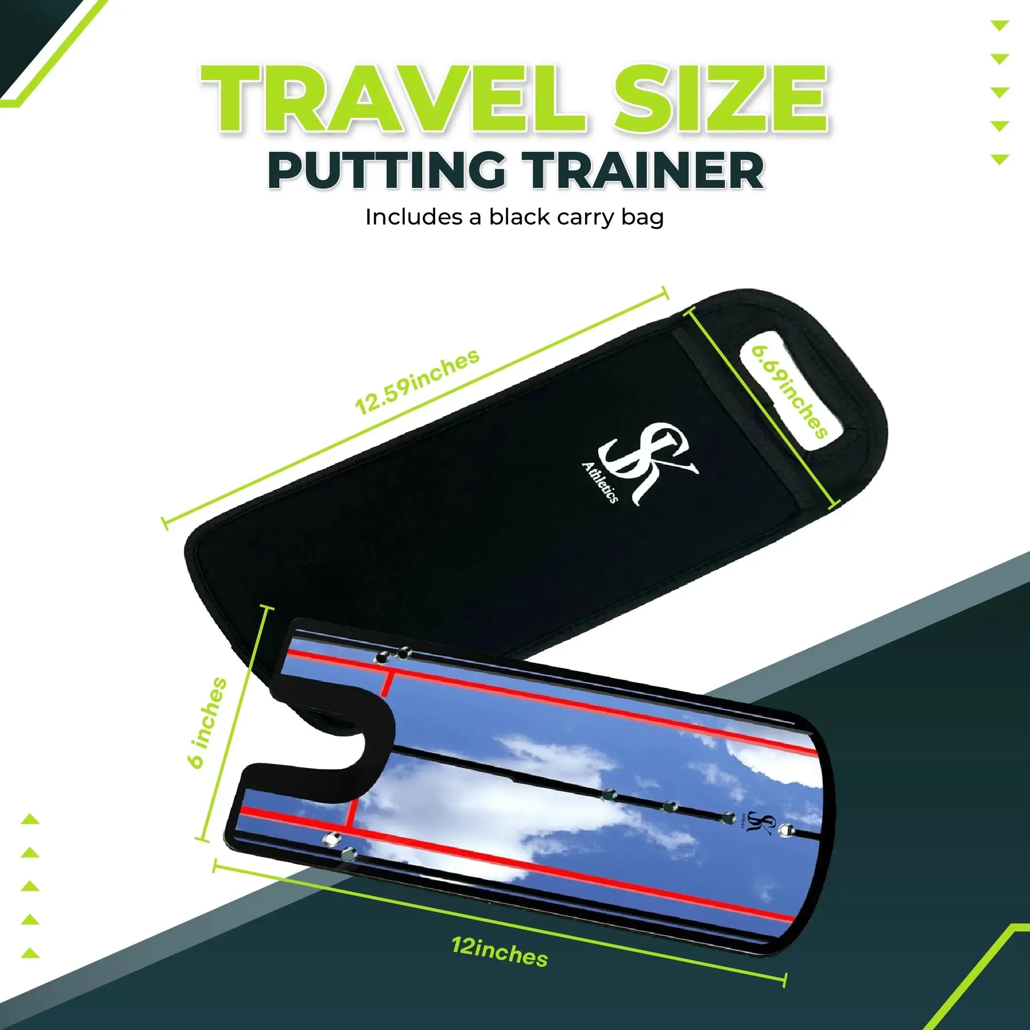 Golf Putting Alignment Mirror with Upgraded Case