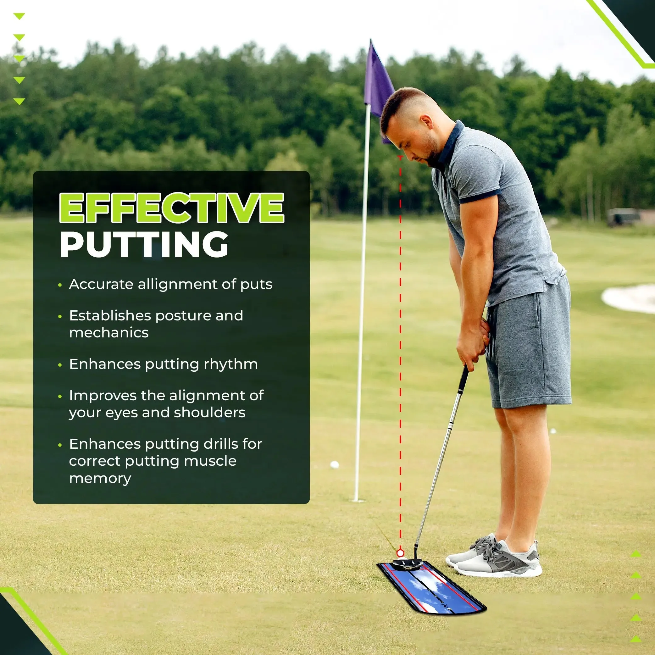 Golf Putting Alignment Mirror with Upgraded Case