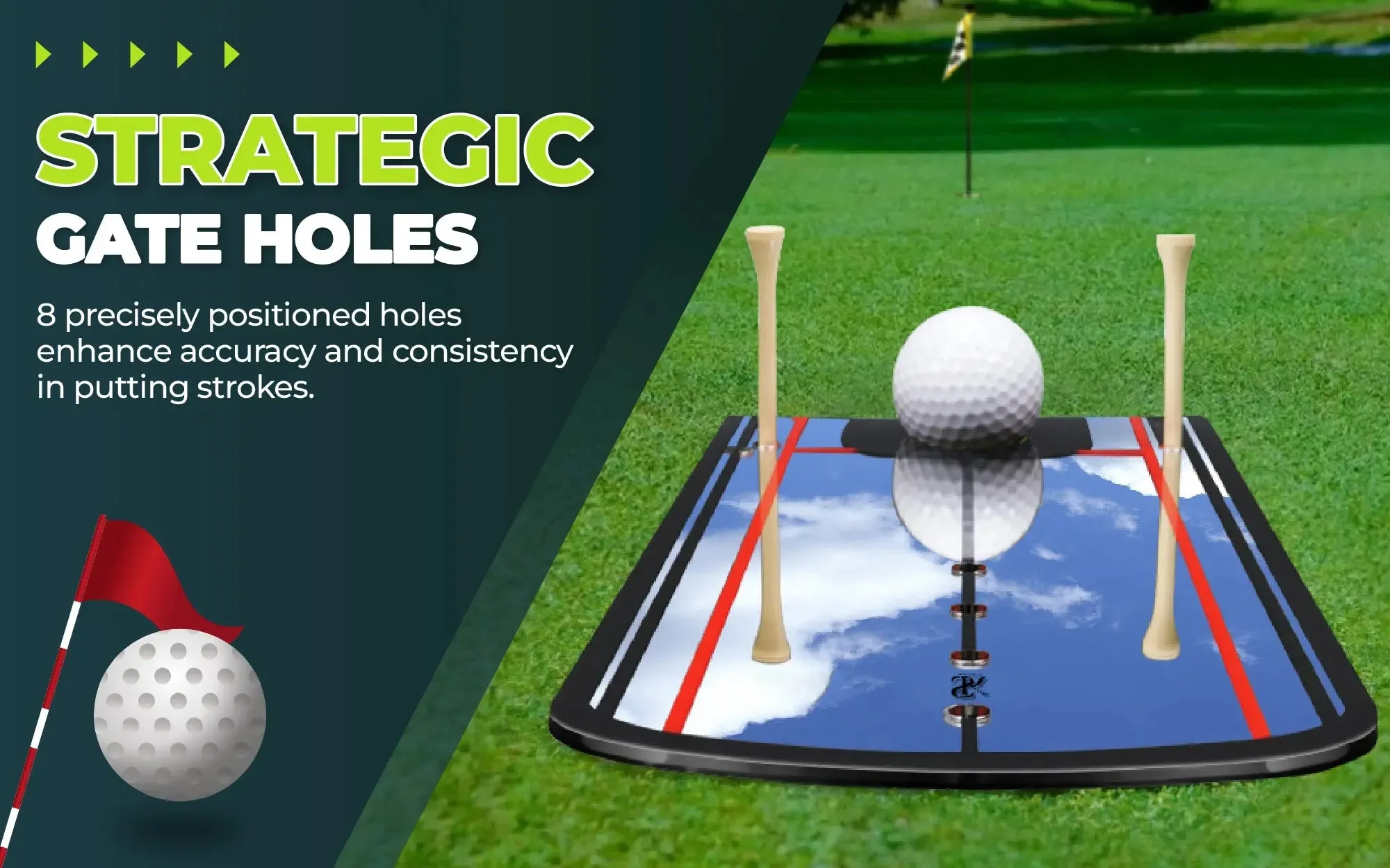 Golf Putting Alignment Mirror with Upgraded Case
