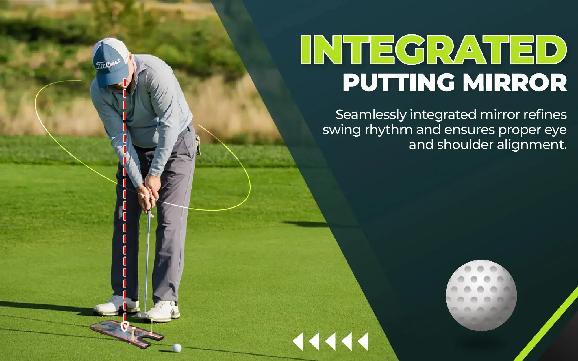 Golf Putting Alignment Mirror with Upgraded Case