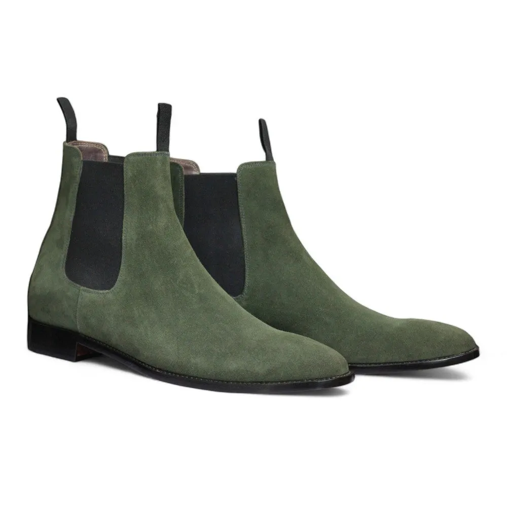 Green Suede Chelsea Boots – Handmade Elegance by Posh foot Wears