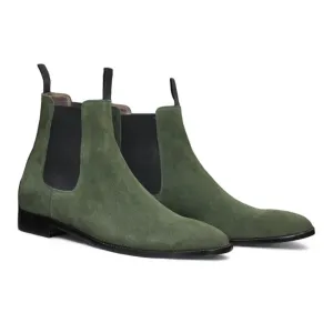 Green Suede Chelsea Boots – Handmade Elegance by Posh foot Wears