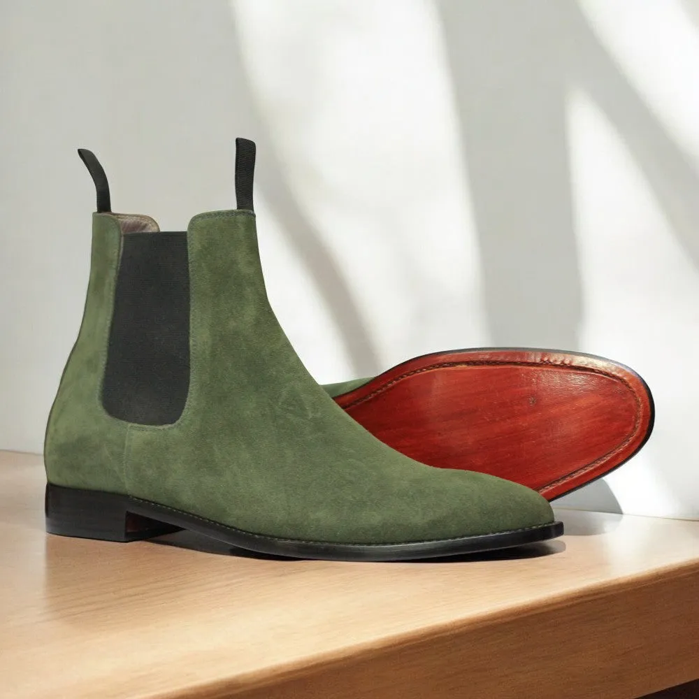 Green Suede Chelsea Boots – Handmade Elegance by Posh foot Wears