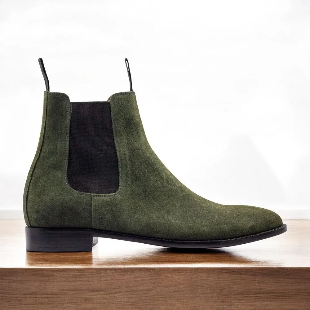 Green Suede Chelsea Boots – Handmade Elegance by Posh foot Wears