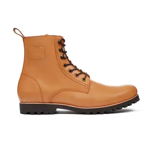 Handmade Custom Yellow Tan Calf Leather Boots For Men