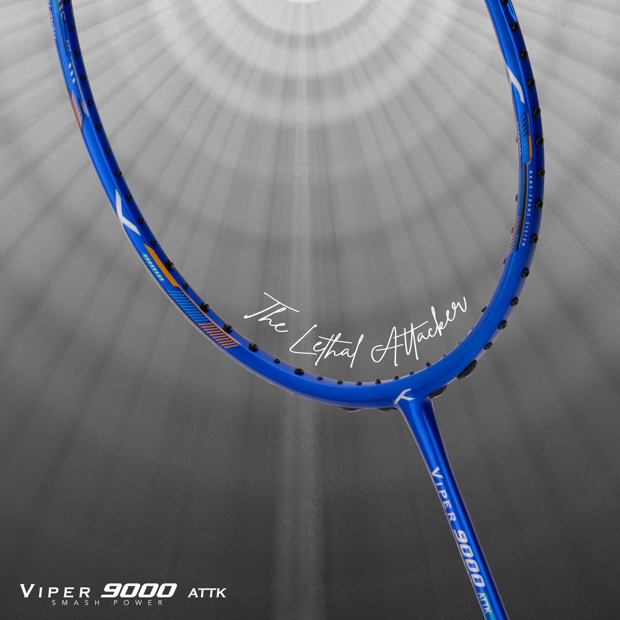 Hundred VIPER 9000 High Speed Striker Unstrung Badminton Racquet (Silver / Blue)