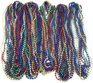 Kicko Mardi Gras Beads Necklace - 288 Pieces Metallic Bulk Party Favor Beaded Necklace