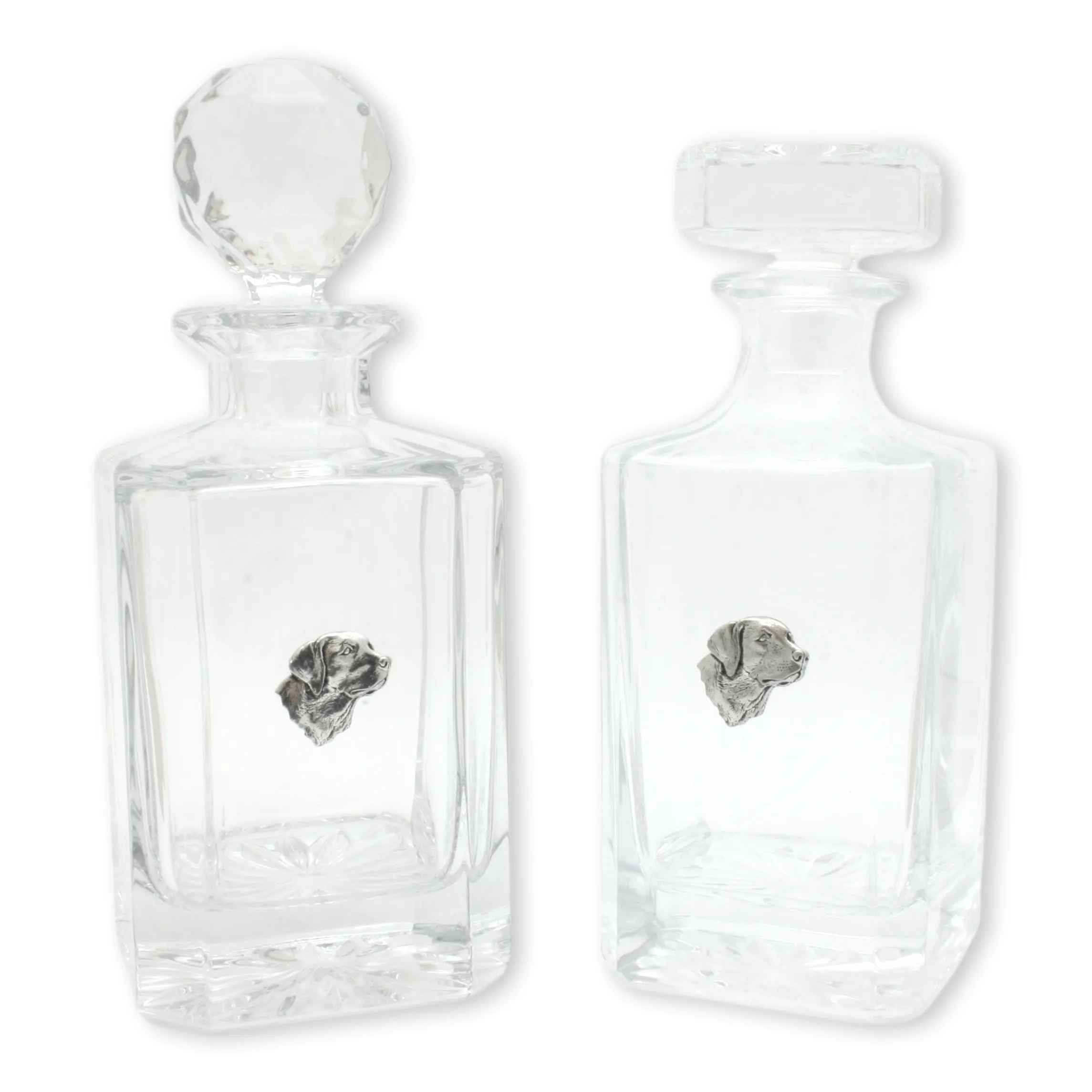 Labrador Head Glass Spirit Decanter Square or Golf Ball Stoppers