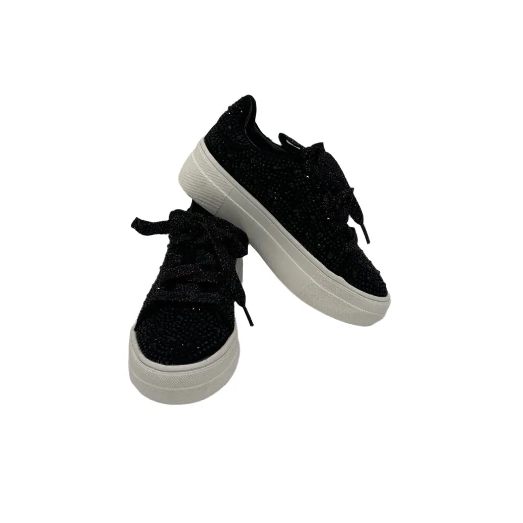 Lace Up Rhinestone Sneakers