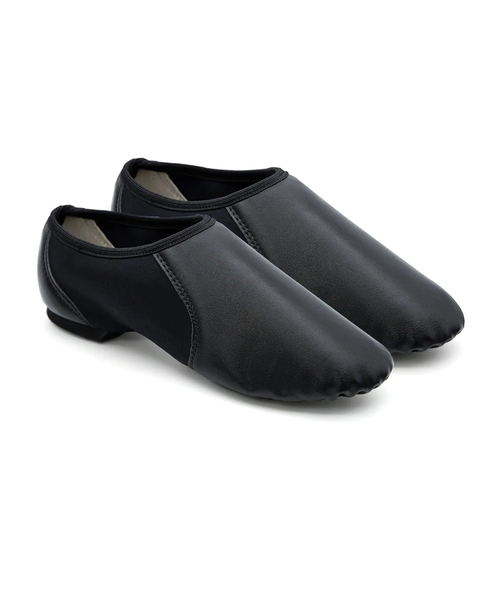 Leather Flex Slip On Tan Jazz Dance Shoes with Circle Elastic for Women and Men
