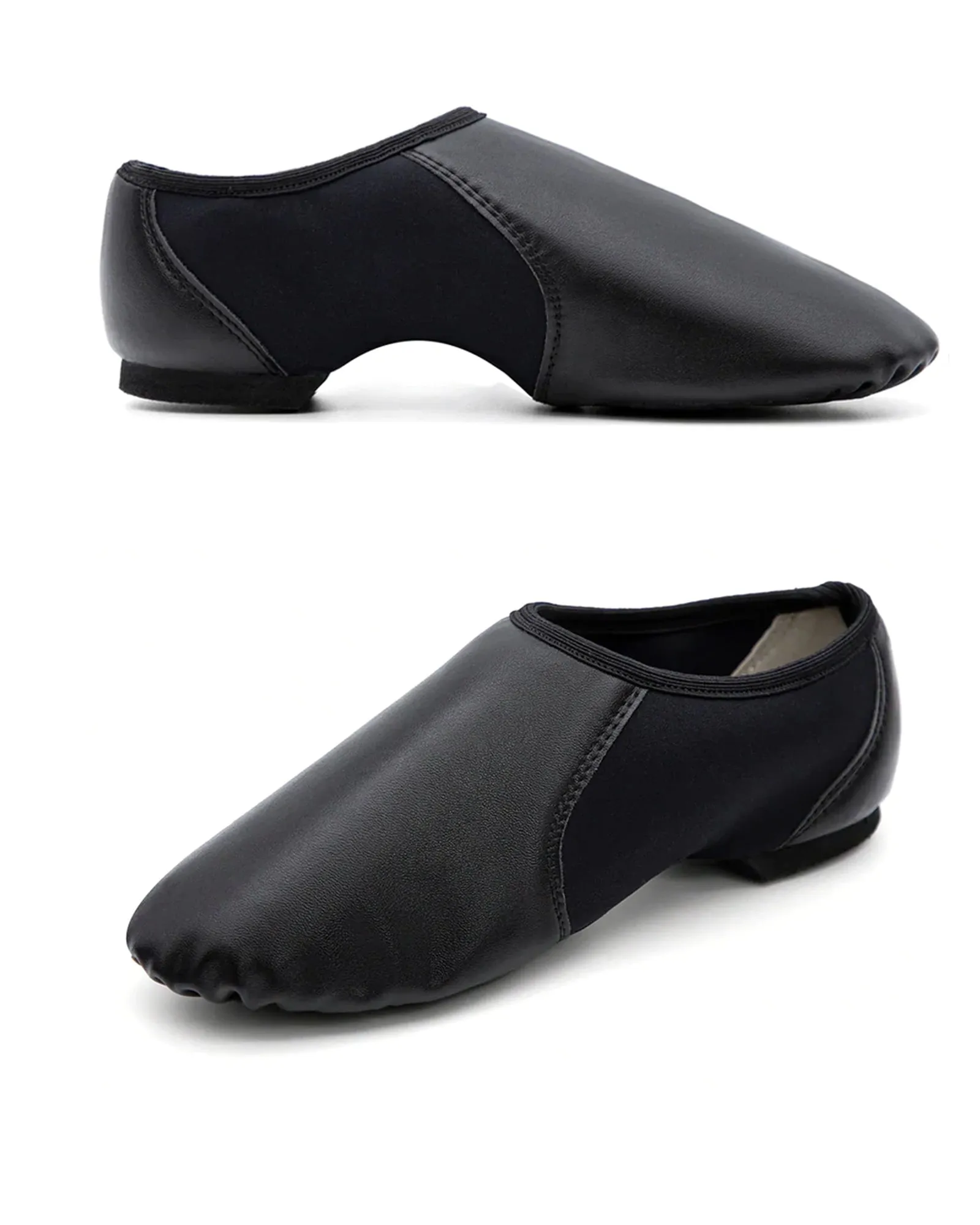 Leather Flex Slip On Tan Jazz Dance Shoes with Circle Elastic for Women and Men