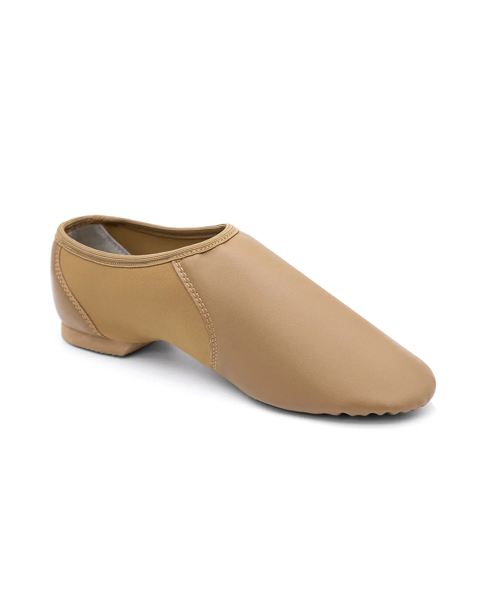 Leather Flex Slip On Tan Jazz Dance Shoes with Circle Elastic for Women and Men