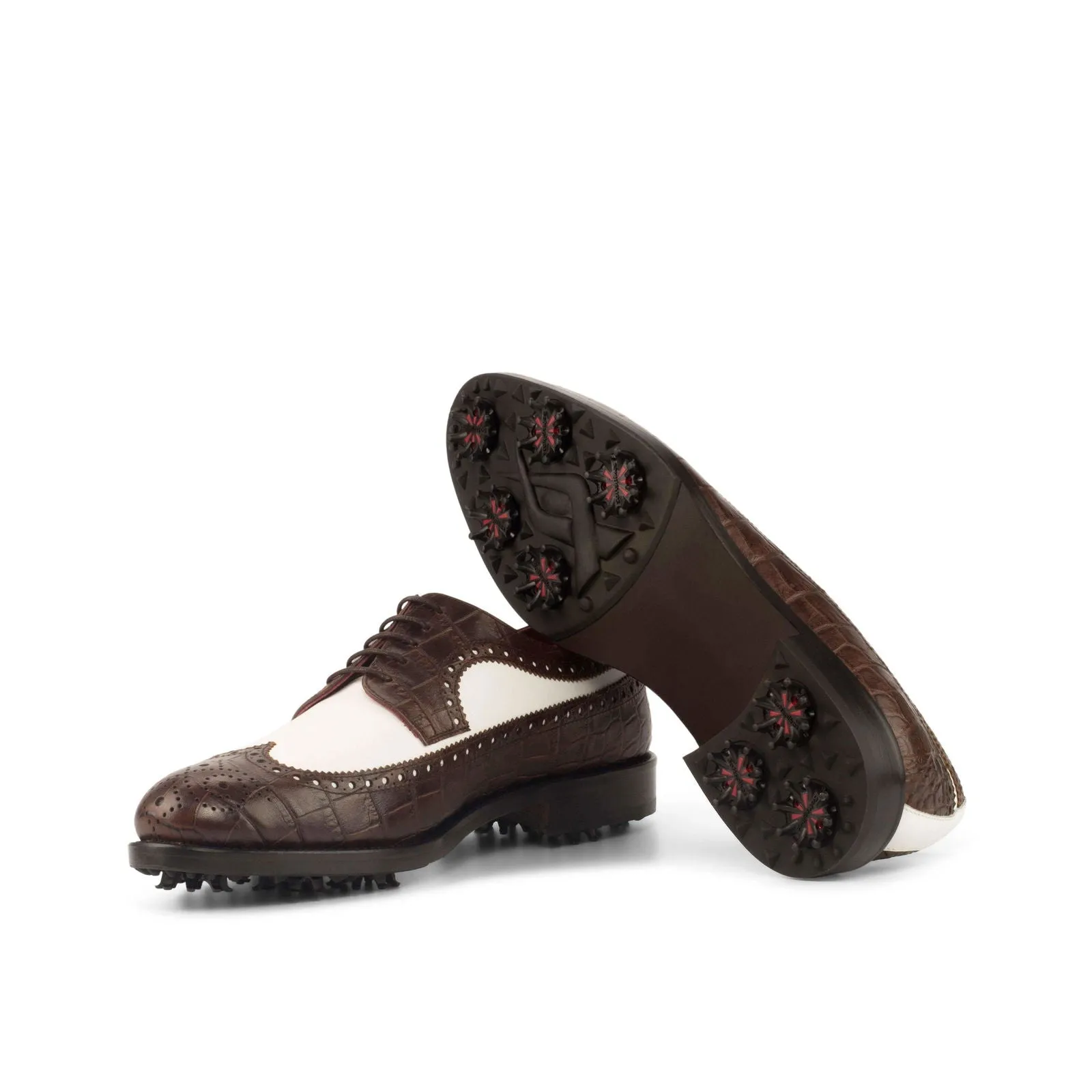 Longwing Blucher-Box Calf, Painted Croco, White, Brown-Wholesale