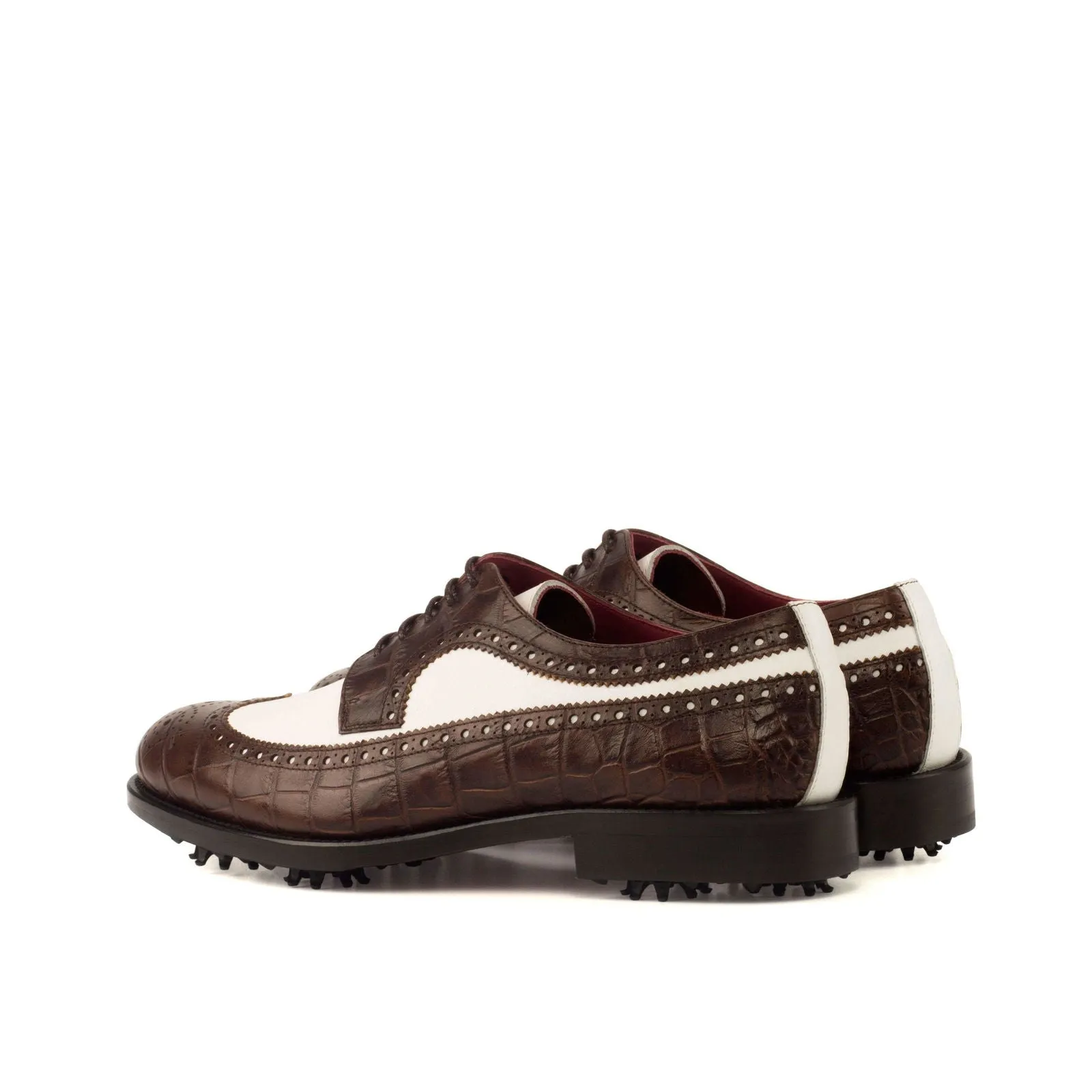 Longwing Blucher-Box Calf, Painted Croco, White, Brown-Wholesale