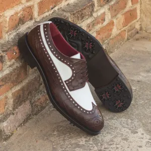 Longwing Blucher-Box Calf, Painted Croco, White, Brown-Wholesale