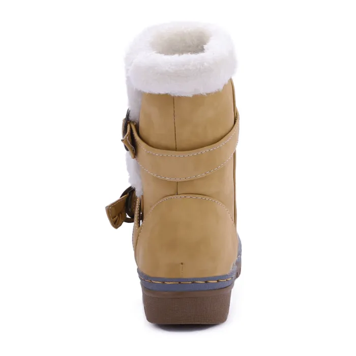 Low Chunky Heel Buckle Calf Boots