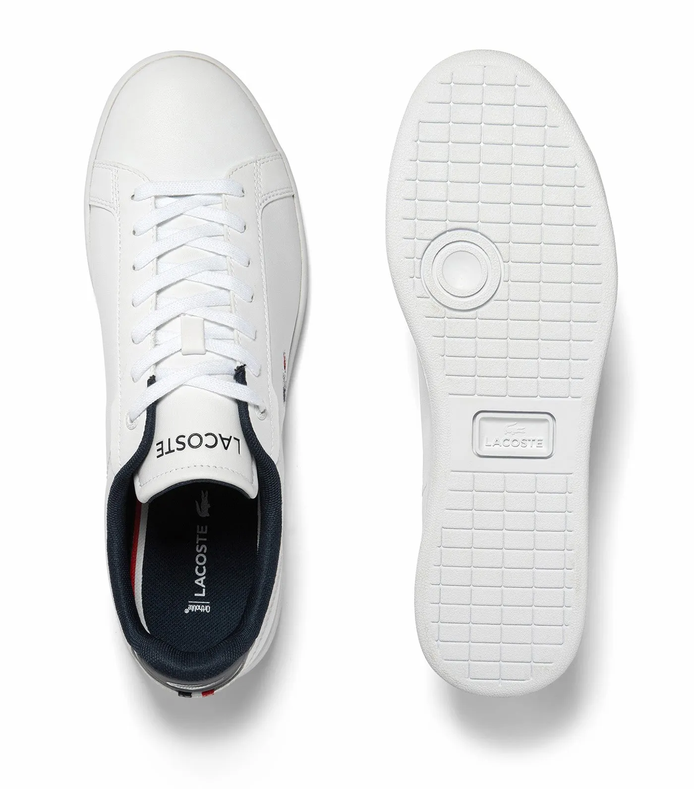 Men's Lacoste Carnaby Pro Leather Tricolour Trainers White/Navy/Red