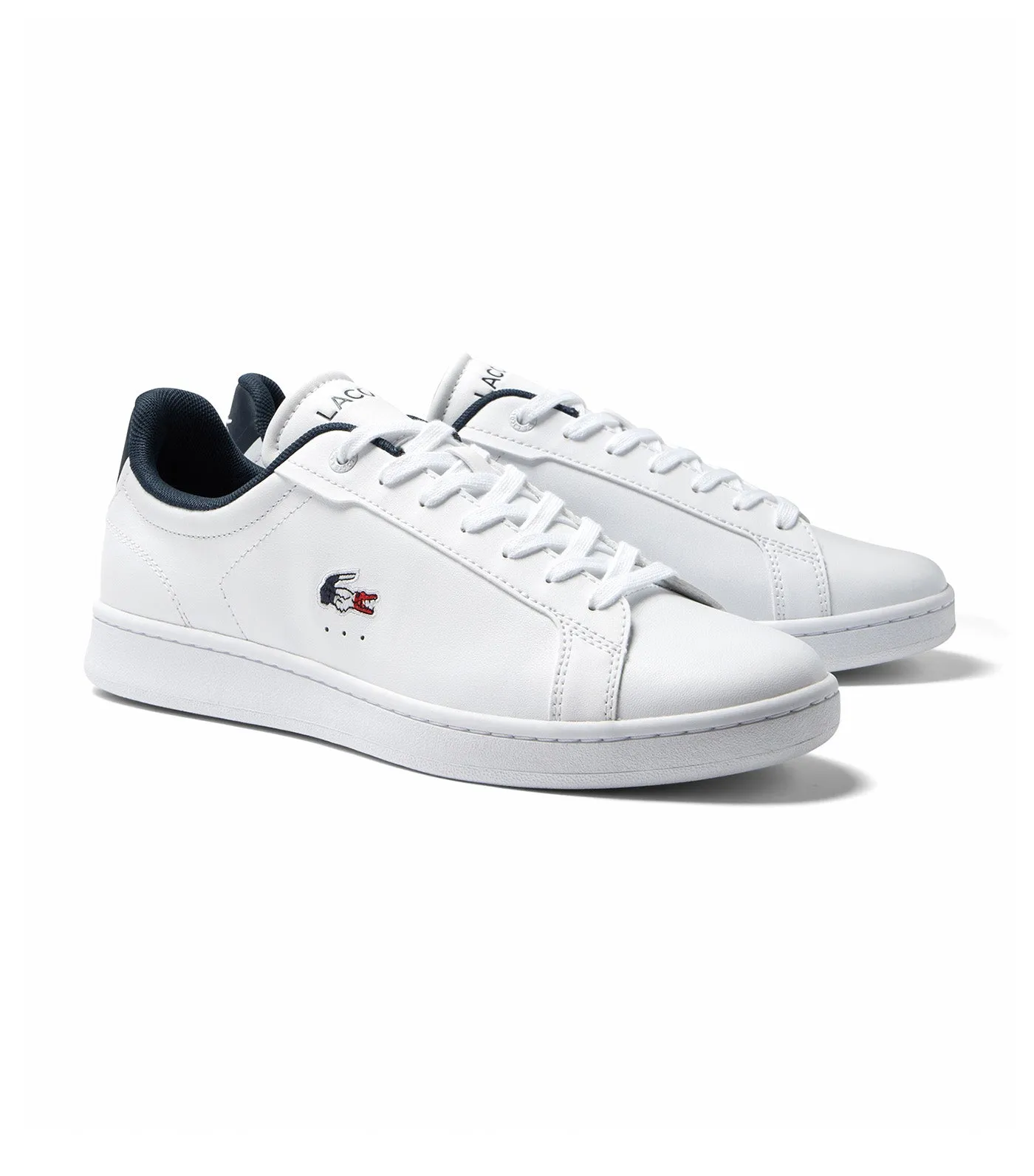 Men's Lacoste Carnaby Pro Leather Tricolour Trainers White/Navy/Red